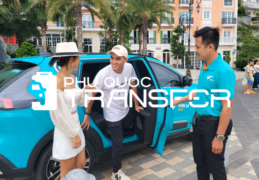 Phú Quốc Transfer — podróżni przy taksówce