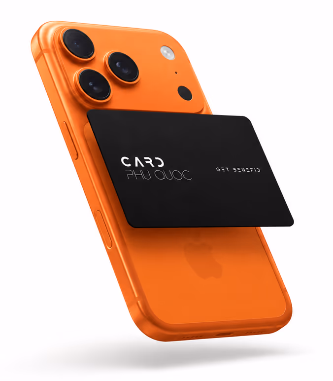 Karta Phú Quốc Card przypięta do telefonu